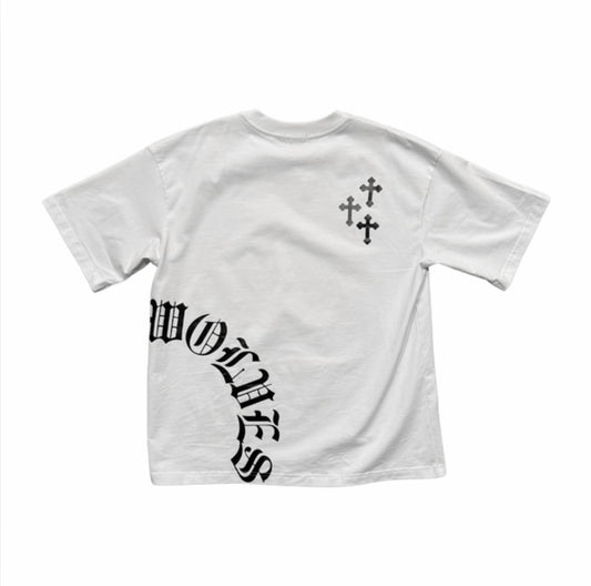 White Old English DOW Tee