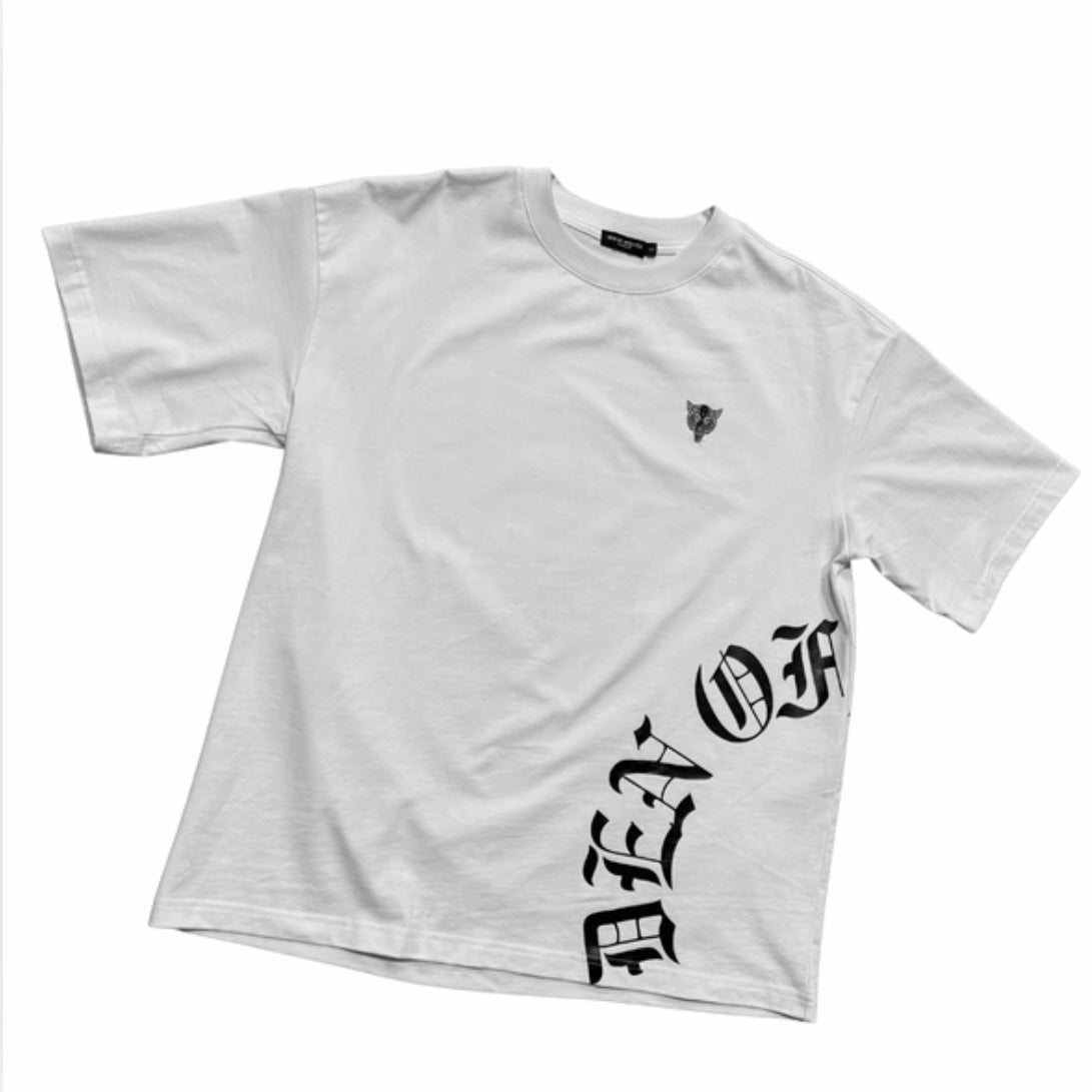 White Old English DOW Tee