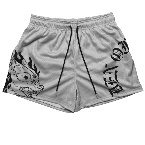 Old English Light Grey Mesh Shorts