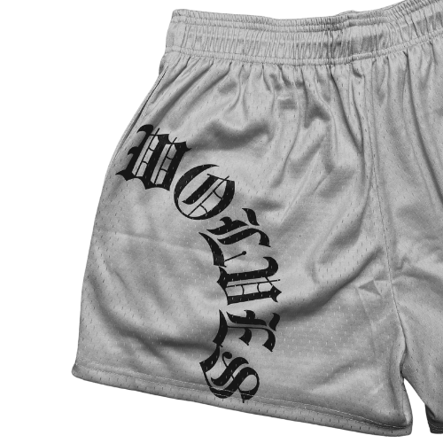 Old English Light Grey Mesh Shorts