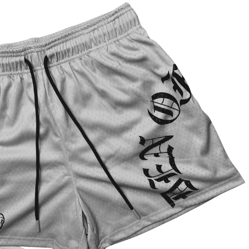 Old English Light Grey Mesh Shorts