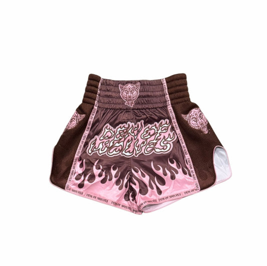 Flames DOW Pink Muay Thai Shorts