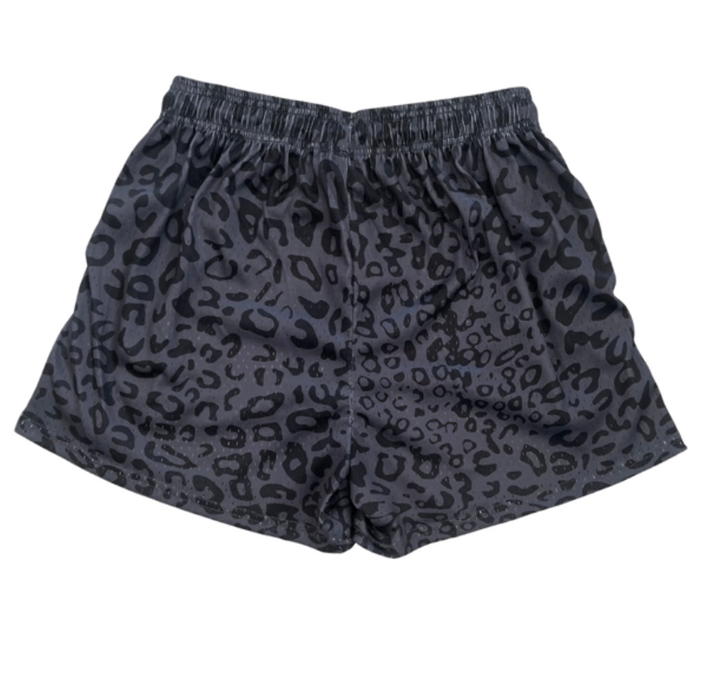 Black Leopard Print DOW Mesh Shorts