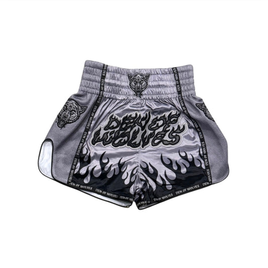 Flames DOW Grey Muay Thai Shorts