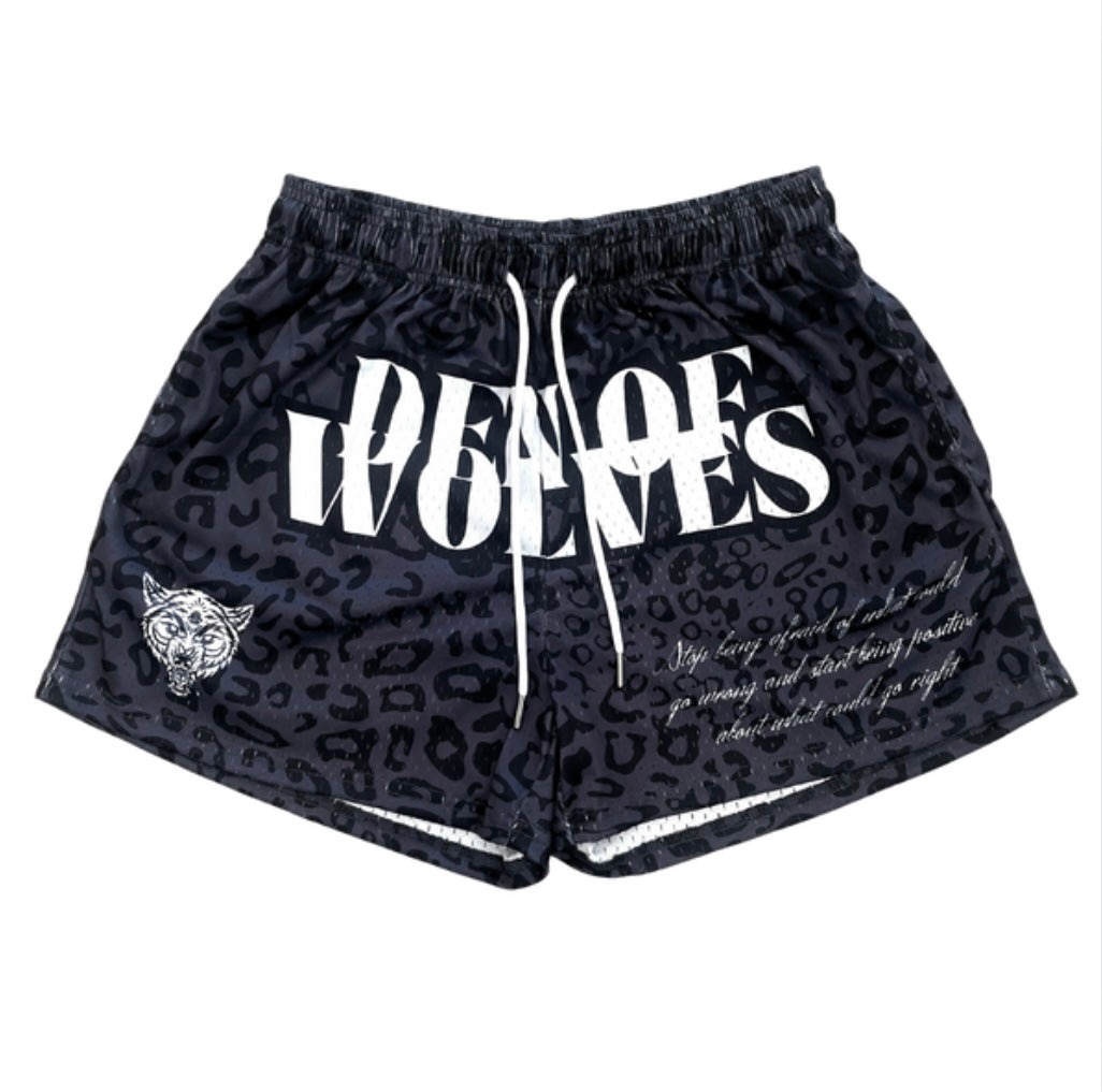 Black Leopard Print DOW Mesh Shorts