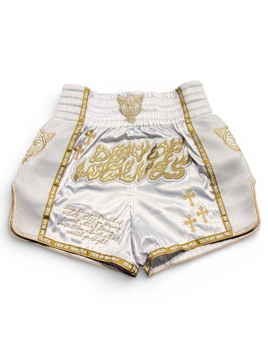 White Gold Blessed Muay Thai Shorts